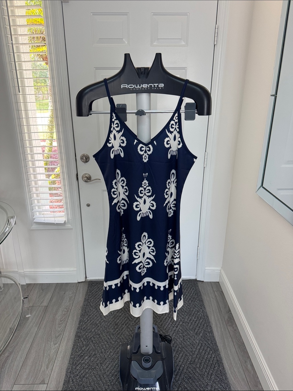 Navy and White Spaghetti Strap Mini Dress